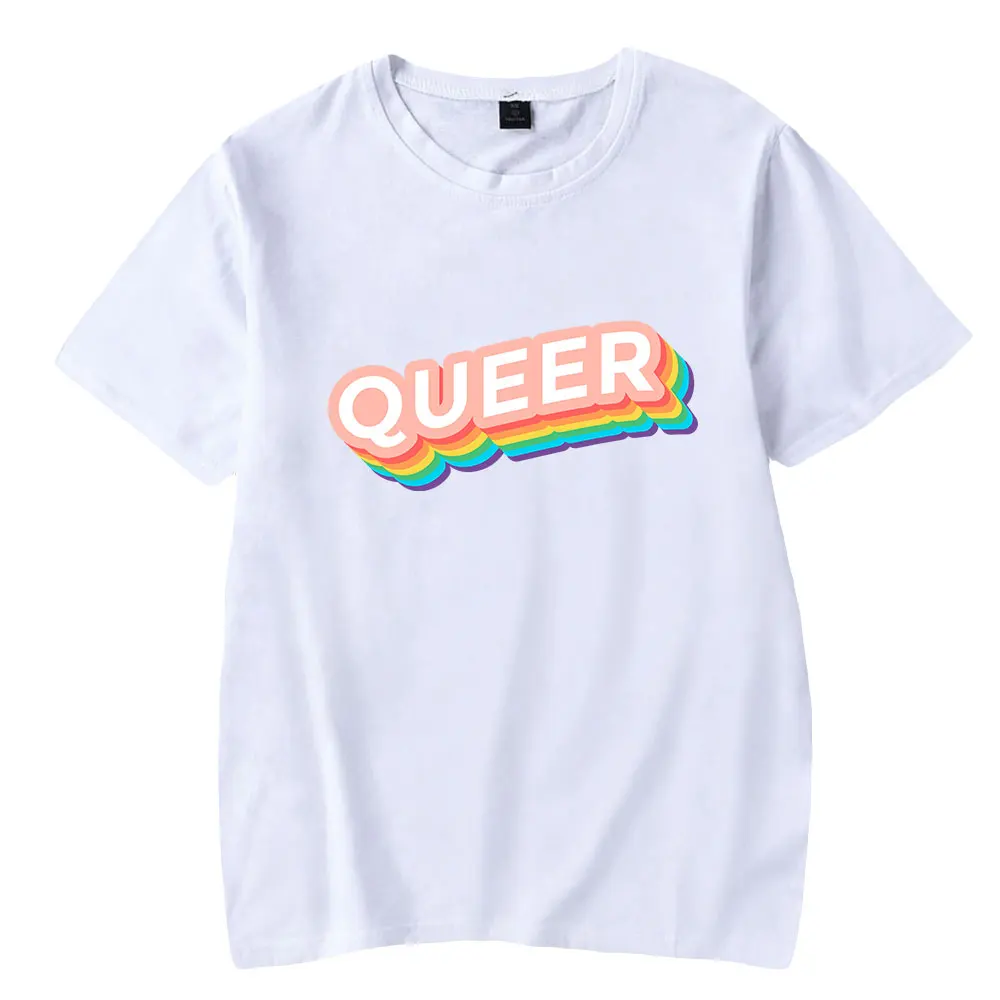 

Футболка Queer в стиле унисекс, модная тенниска с коротким рукавом для мужчин и женщин, Повседневная Уличная одежда, летние топы