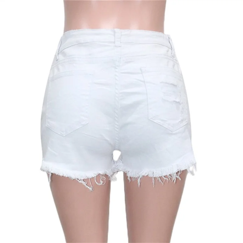 Fashion Colorful Diamond Decoration Denim Shorts Women Casual Mid-waist Straight Three Quarter Pants Ladies Summer Tassels Jeans