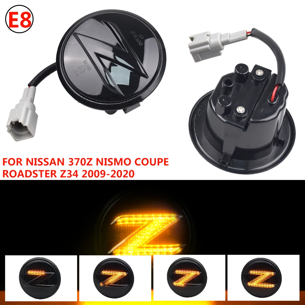 

2X светодиодный динамический логотип Z, боковой габаритный фонарь, последовательный поворотник для Nissan Nismo 370Z 350Z Coupe Z34 Z33 2003-2020, аксессуары