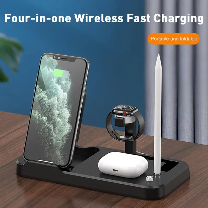 

New Easy To Store Charger Stand 10w Quick Charger Flodable Dock Station For Iphone 11 Xs Samsung Black Fast Charging Station