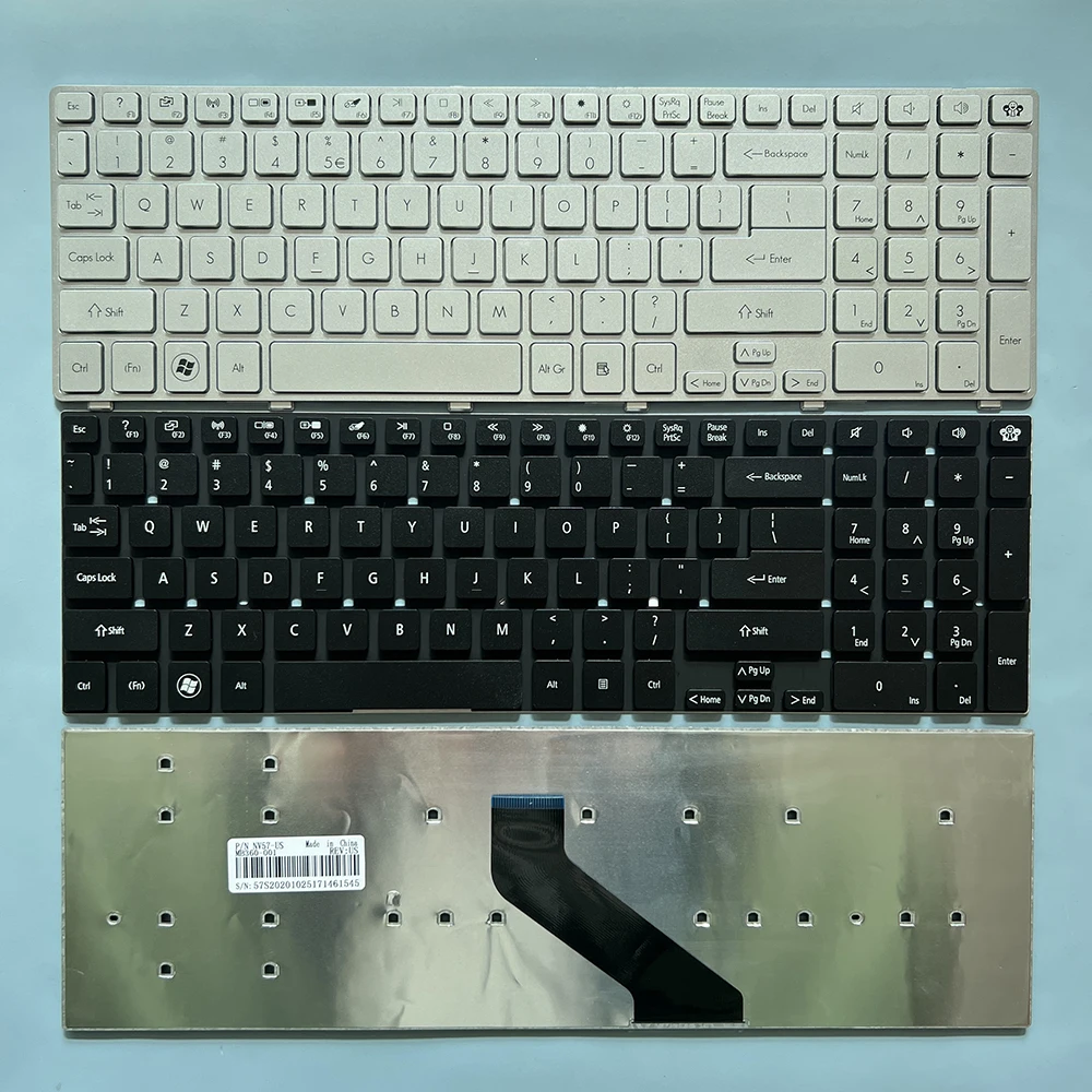 XIN US Keyboard For Gateway NV56R NV57H NV57H06h NV57H10h NV57H45u NV57H46u NV75S NV77H NV52L15u NV52L23u Laptop Silver Frame