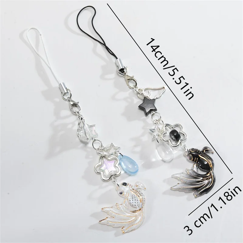 Модная цепочка для телефона с золотой рыбкой шнурок со звездой цветком бусинами