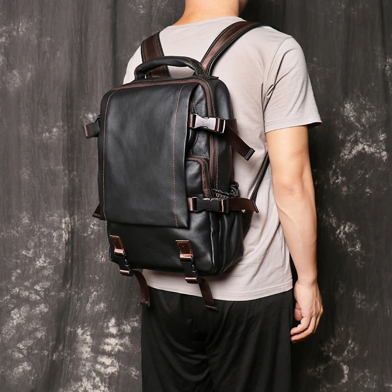 

Vintage Cowhide Backpack Genuine Leather Business Computer Backpack Male Backpack First Layer Cowhide Leather Outdoor Backpack