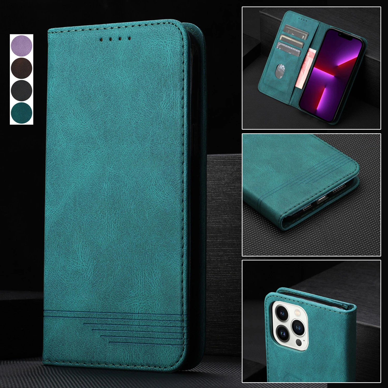 

Anti-theft Leather Case For Samsung Galaxy S22 Plus S21 Ultra S20 FE S10 S9 S8 Plus S7 Edge Note 20 A73 A53 A33 A23 Phone Cover