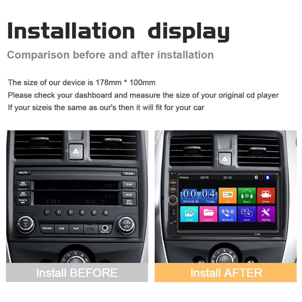 Автомобильный мультимедийный плеер 2 Din с 7-дюймовым сенсорным экраном поддержкой