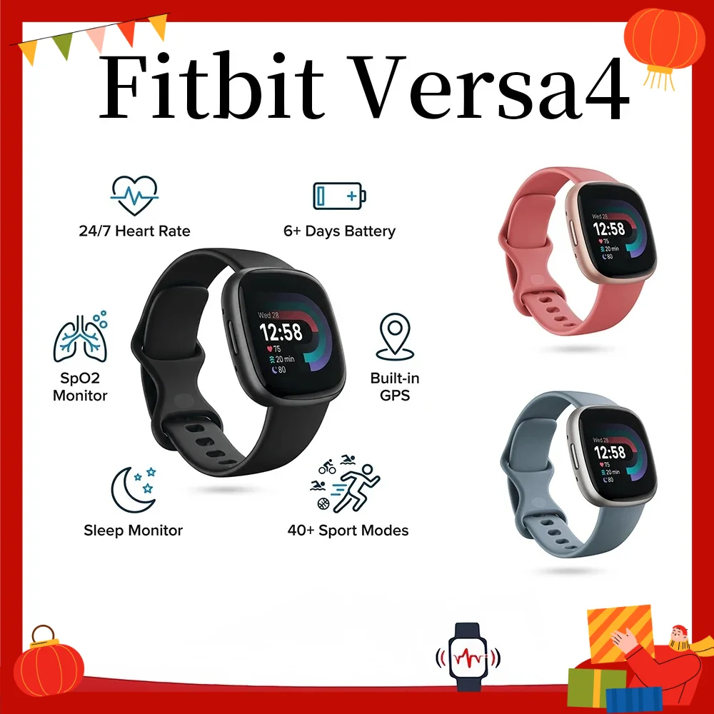 Фото Умные часы Fitbit Versa 4 с GPS, фитнес-трекером, круглосуточным мониторингом сердечного ритма, SpO2 и сна, водонепроницаемостью до 50 м, для бега, плавания, тренажерного зала и активного отдыха на природе. №1