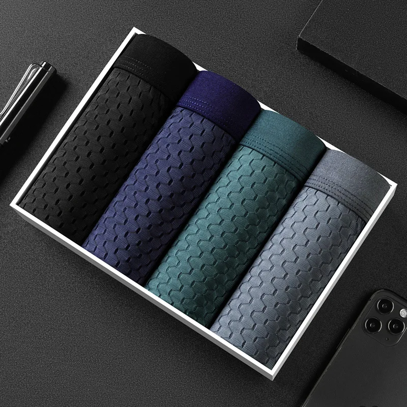 4-piece combination autumn and winter modal underwear men's seamless antibacterial boxer pants youth breathable mid-waist boxer