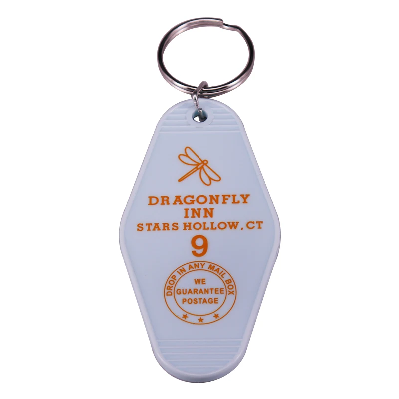 Dragonfly Inn Keytag Inspired by Gilmore Girls TV Show Back Text Key Chain Key Ring Acrylic Pendant Jewelry Accessories
