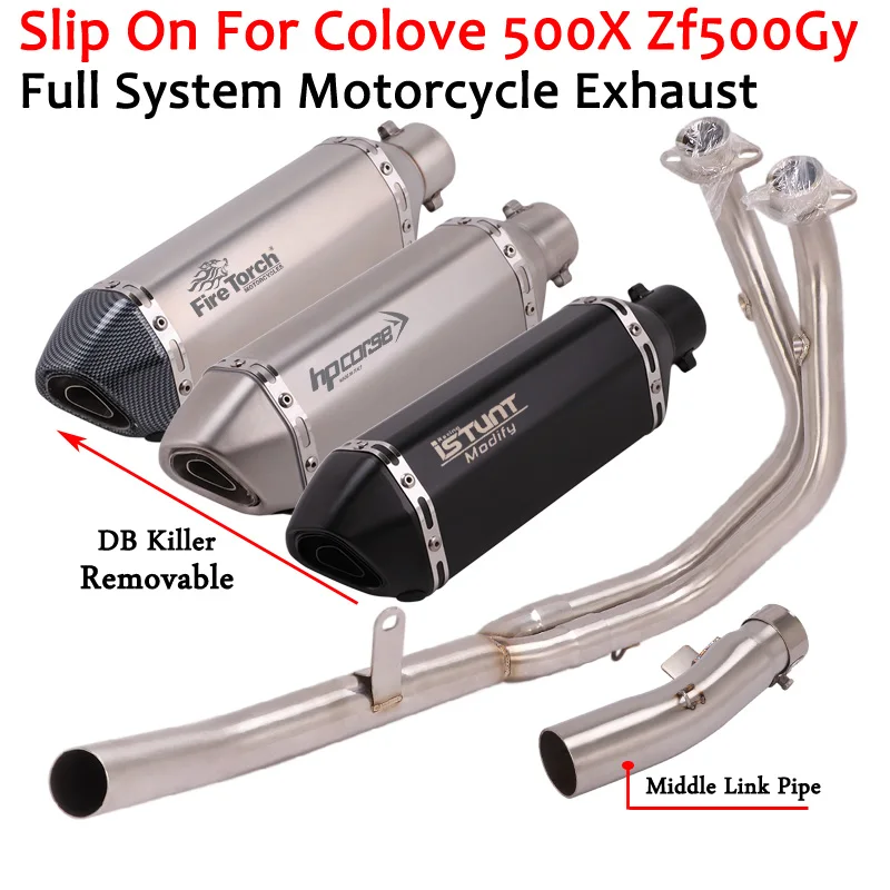 Silenciador de Escape para motocicleta COLOVE 500X ZF500GY, tubo de enlace medio delantero modificado, conexión de sistema Original para Moto DB Killer