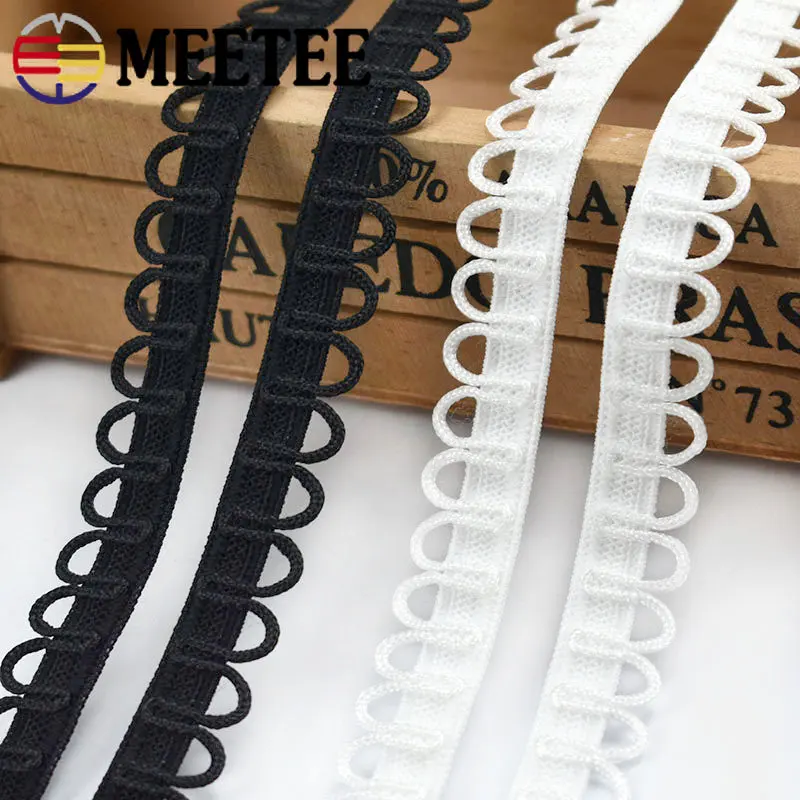 5/10/20M Nylon Elastic Loop Trim U-wave Stretch Collar Buttons Lace Ribbon Elastic Band for Wedding Dress DIY Sewing Accessories images - 6