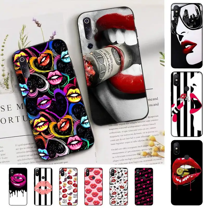 

Abstract red lips Phone Case for Xiaomi mi 5 6 8 9 10 lite pro SE Mix 2s 3 F1 Max2 3