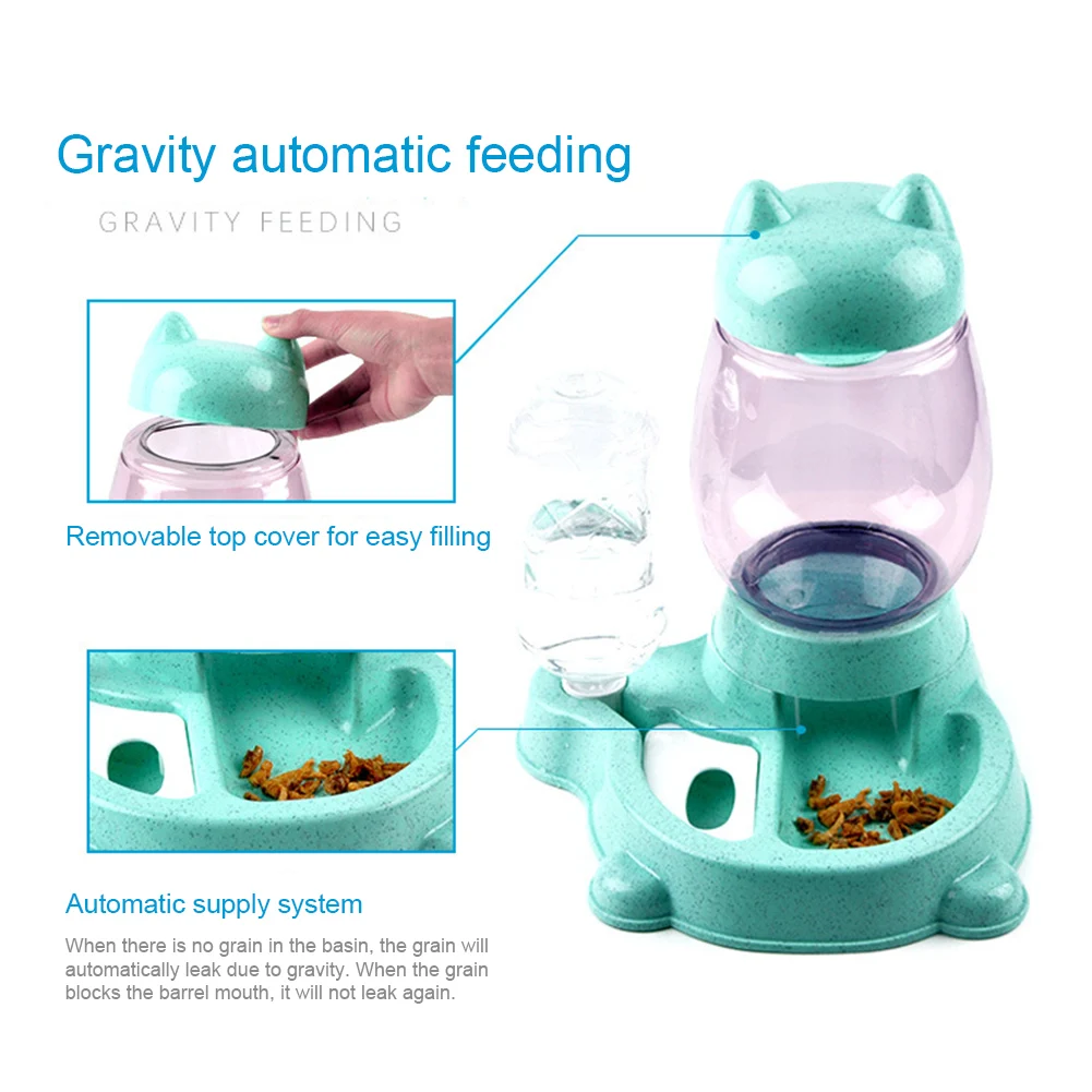 

Автоматическая поилка для домашних питомцев, нескользящая Питьевая фонтанчик 2 в 1, съемная бутылка для воды, для собак и кошек