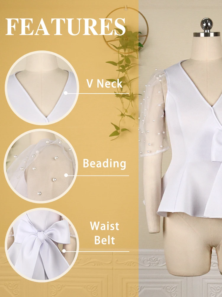 Блузка женская с V-образным вырезом пикантная тонкая прозрачная рубашка буффами