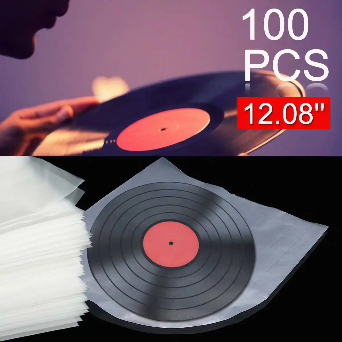 

100pcs 12" PE Vinyl disc Record LP LD Records Plastic Bags Anti-static Cd holder Sleeves Outer Inner Clear Cover Container