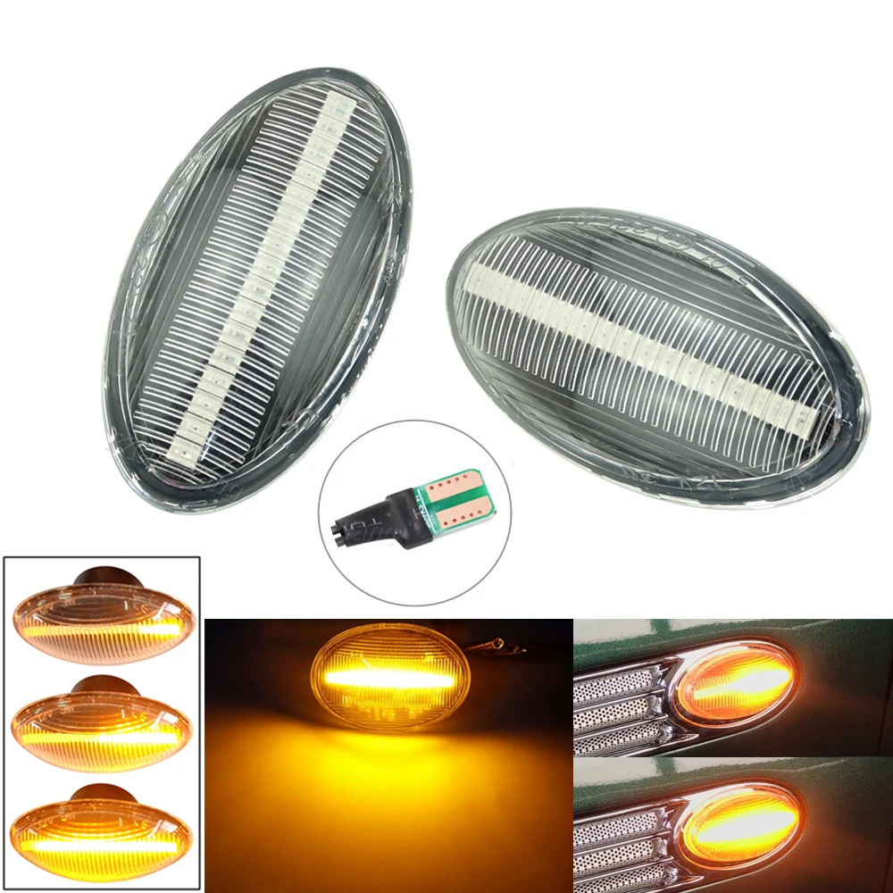 

Dynamic LED Turn Signal Side Marker Light Sequential Repeater Lamp For BMW Mini Cooper R50 R52 R53 2002-2008
