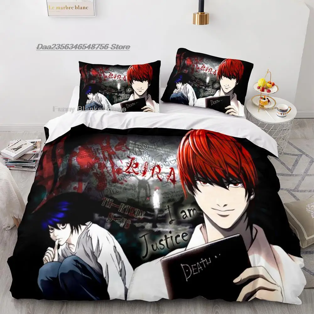 

Комплект постельного белья «Death Note», Комплект постельного белья для односпальной и двухспальной кровати, с 3D-принтом аниме Death Note 04