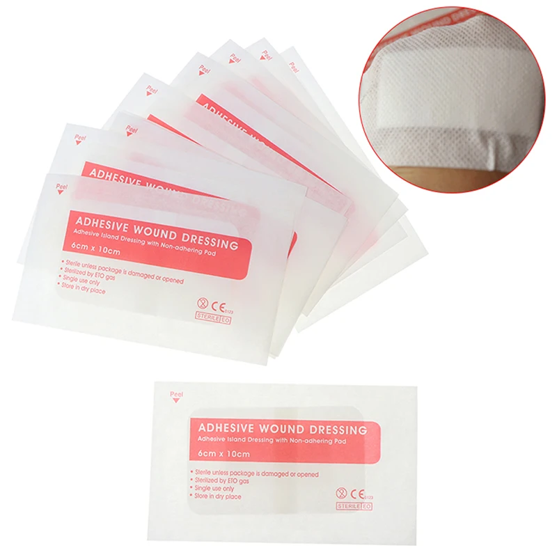 

1/5/10Pcs 6x10cm Breathable Self-adhesive Wound Dressing Band Aid Bandage Large Wound First Aid Wound Hemostasis