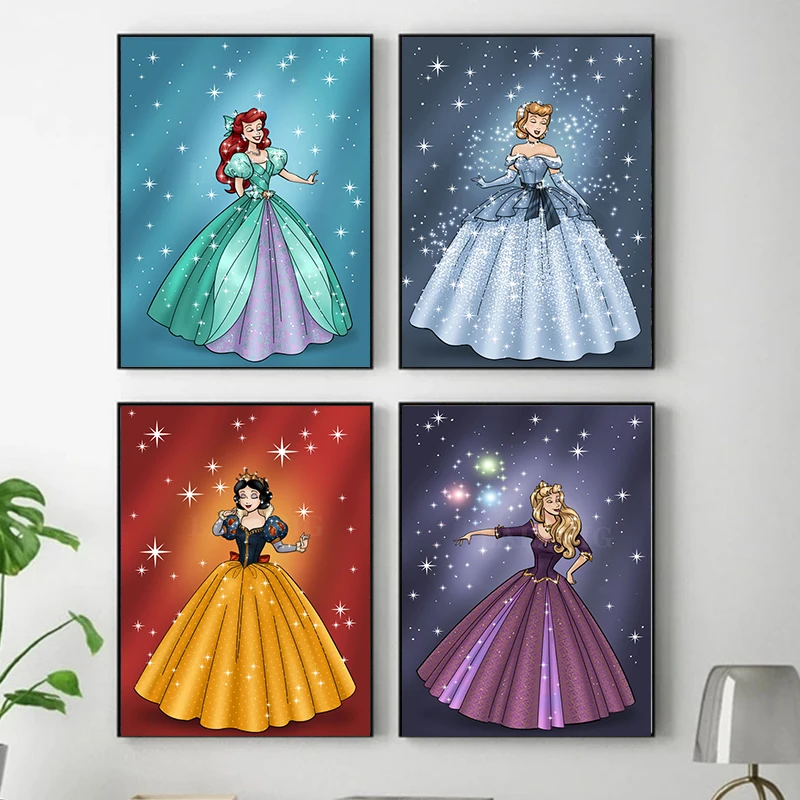 Алмазная живопись 5D сделай сам Дисней принцесса блестящее платье Ариэль Золушка