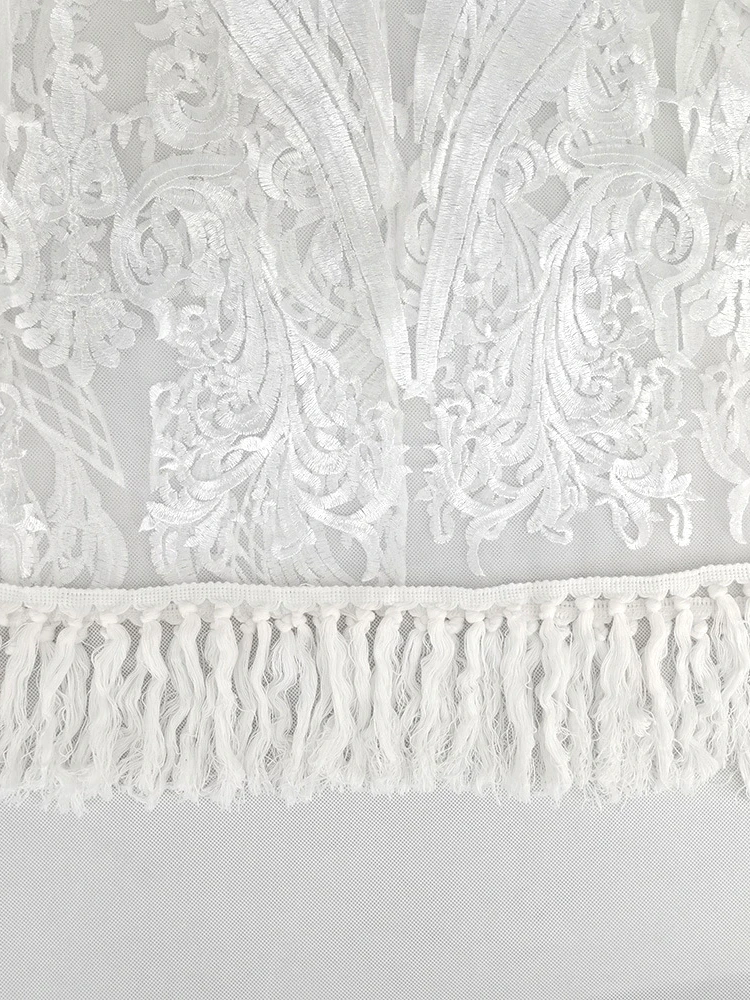 Женское кружевное платье с длинным рукавом элегантное белое в стиле ретро