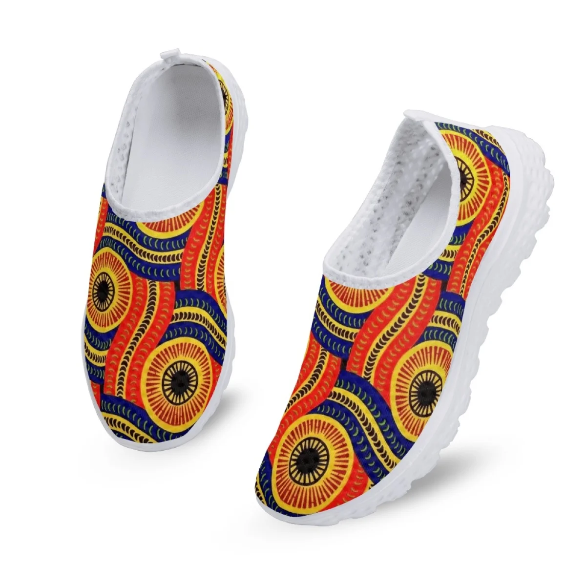 Nopersonality Vintage African Print Sneakers Traditional Style Ladies Mesh Running Shoes Casual Flat Popular Anti-slip Wear