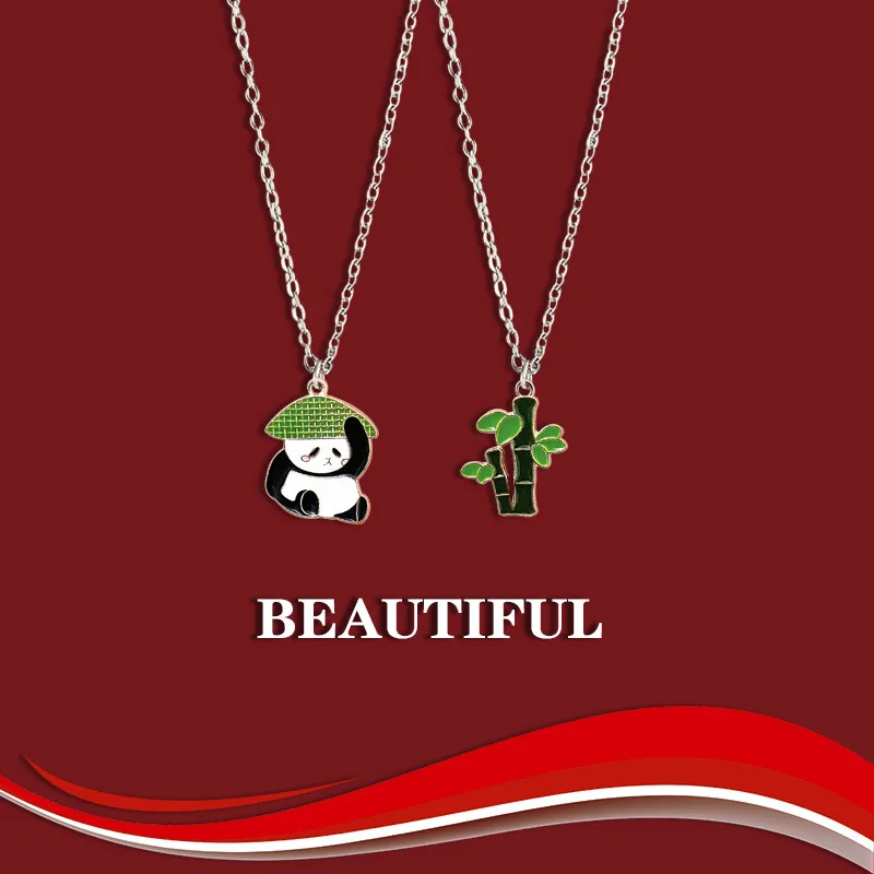 Interesting and Cute Kung Fu Panda Necklace Metal Dripping Oil Female Students Send Boyfriend Necklace Jewelry Gift Wholesale