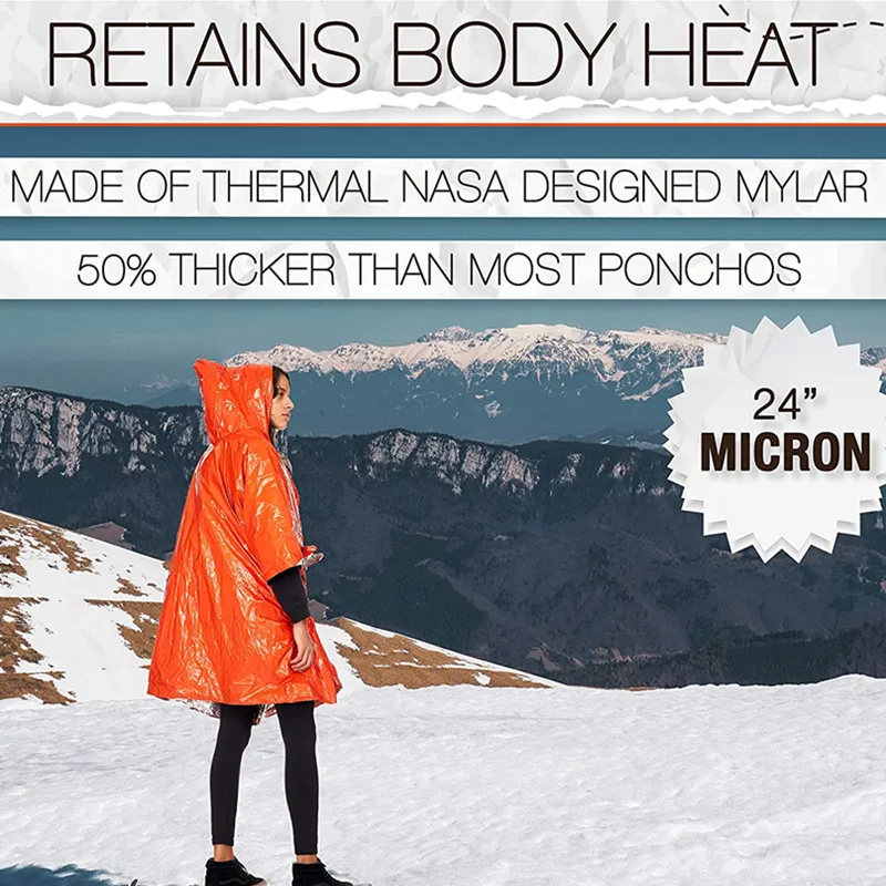 

Пончо-дождевик из майлара, многоразовое, для чрезвычайных ситуаций