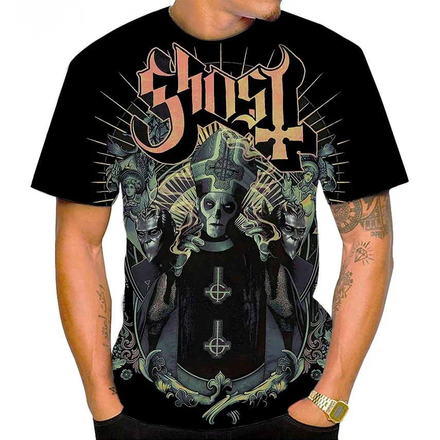 Мужская винтажная Футболка с принтом призрака футболка в стиле хип-хоп коротким