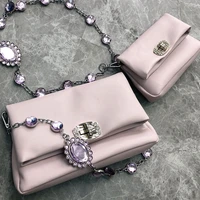 fashion lady diamonds shoulder bag new female designer handbags vintage leather bag for women with card holder and mirror