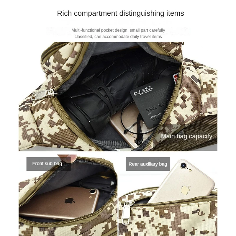 Camouflage Cycling Chest Bag Mens Fanny Pack Crossbody Outdoor Travel Casual Chest Bag Shoulder Hiking Pouch Waist Bag