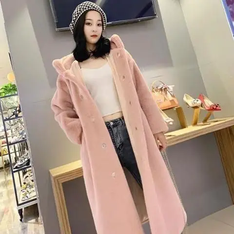 Модные высококачественные Шубы из искусственного меха для женщин с капюшоном