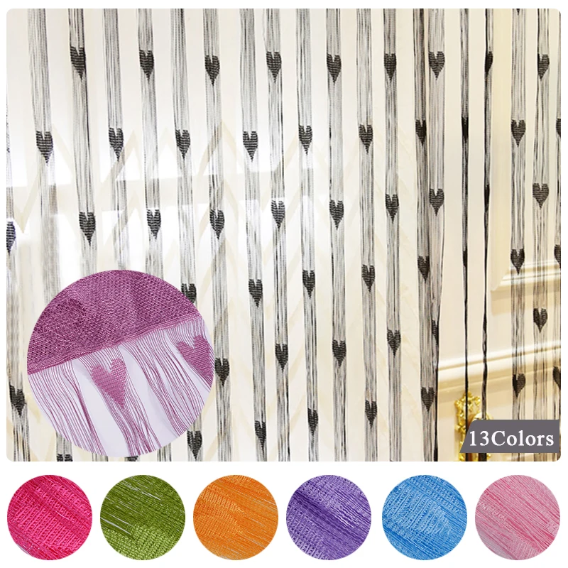 

1*2m Window Curtain With Hearts For Romantic Wedding Decor Home Decoration Window Shades Line String Love Heart Romantic Thread