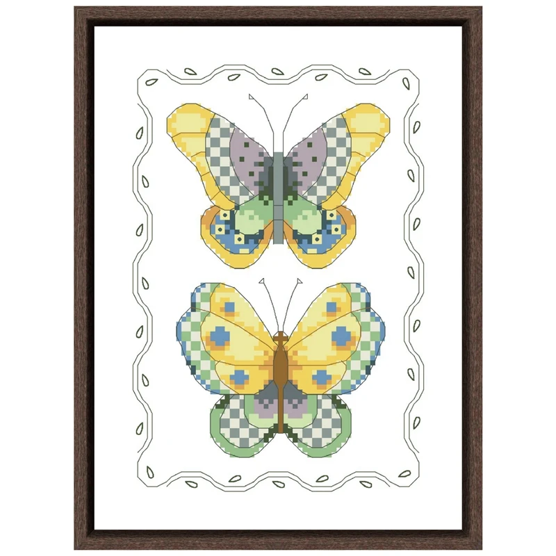 

Butterfly pair cross stitch kit small pattern package 18ct 14ct 11ct cloth cotton thread embroidery DIY handmade needlework