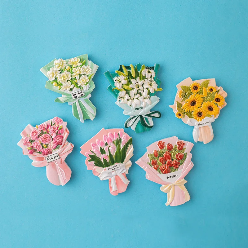 

3D креативный полимерный цветок, искусственный букет, магниты на холодильник, роза, Подсолнух, Лилия, сувенир, подарки, украшение для дома, цветочный магнит