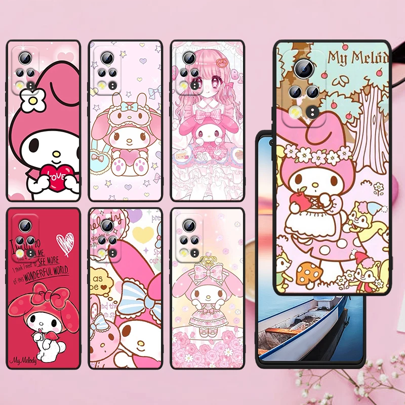 

Sanrio Melody Cute Anime Phone Case For Honor 70 60 SE 50 X8 X7 X30 X20 20 10 10X 10i 9C 9A 9X 8A 8X Pro Lite Black Funda