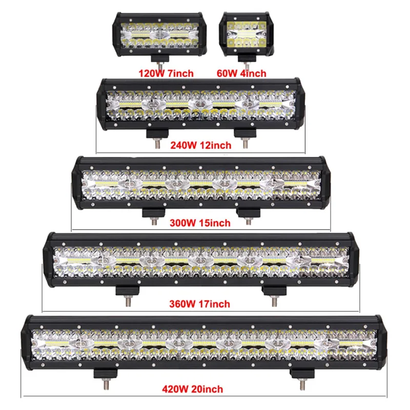 Barra de luz LED todoterreno para coche, Faro de 4-20 pulgadas, 12V, 24V, para Jeep, camión, Suv, 4x4, Atv