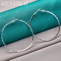 blueench 925 sterling silver simple round big earrings womens wedding party send girlfriend fashion jewelry