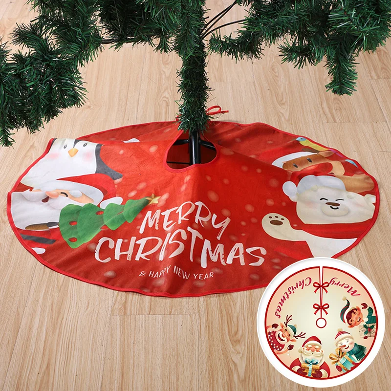 

90Cm Christmas Tree Skirt Ornament Christmas Tree Decorations Printed Bottom Fabric Xmas Tree Skirt Navidad New Year Home Decoar