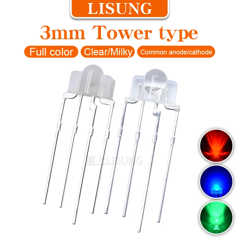 1000 шт./пакет 3 мм RGB СВЕТОДИОДНЫЕ излучающие диоды 4 контакта полноцветные красные
