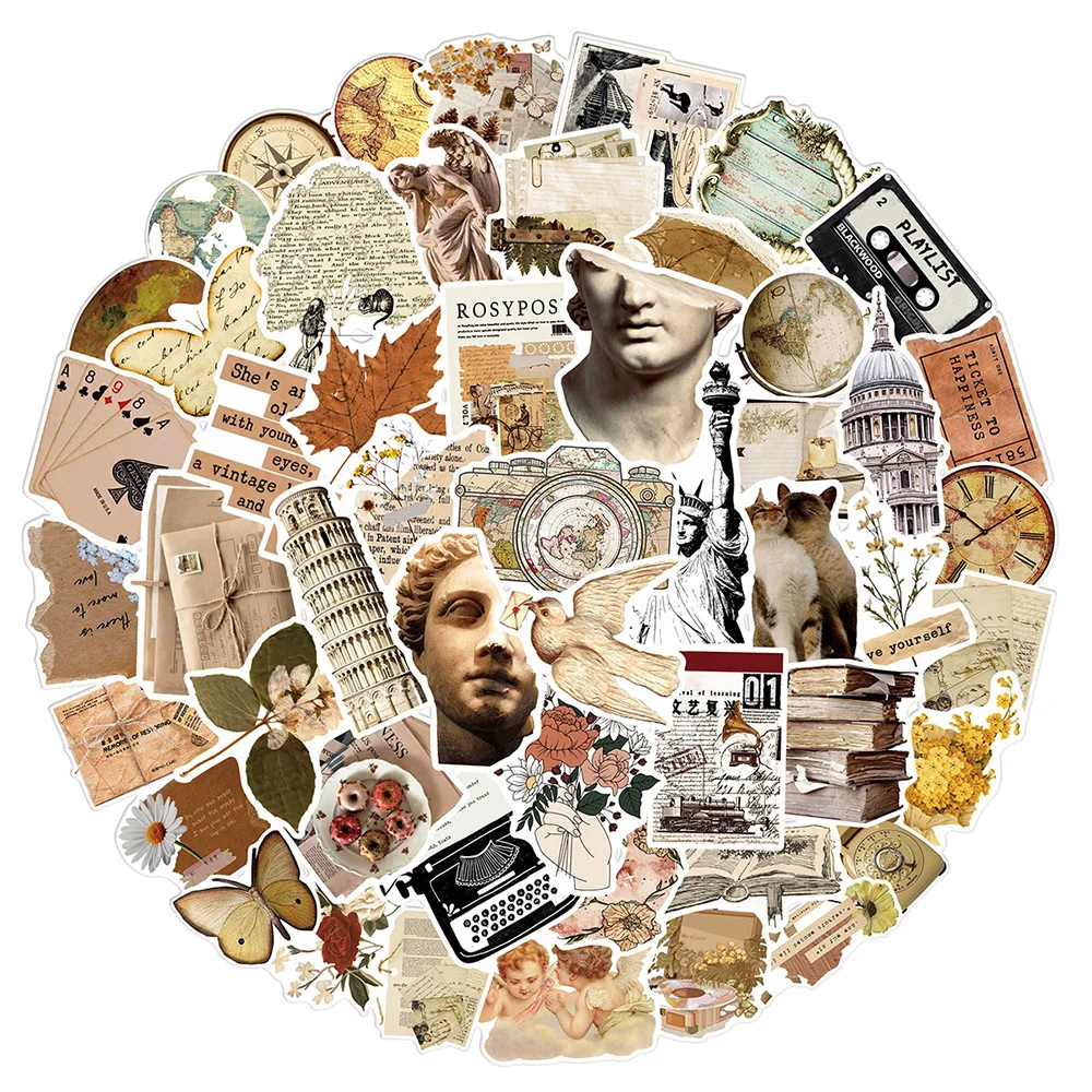 

10/30/50pcs Vintage Aesthetic Art Graffiti Stickers Cartoon Decals Scrapbook Phone Water Bottle Laptop Vinyl Sticker Kids Toy