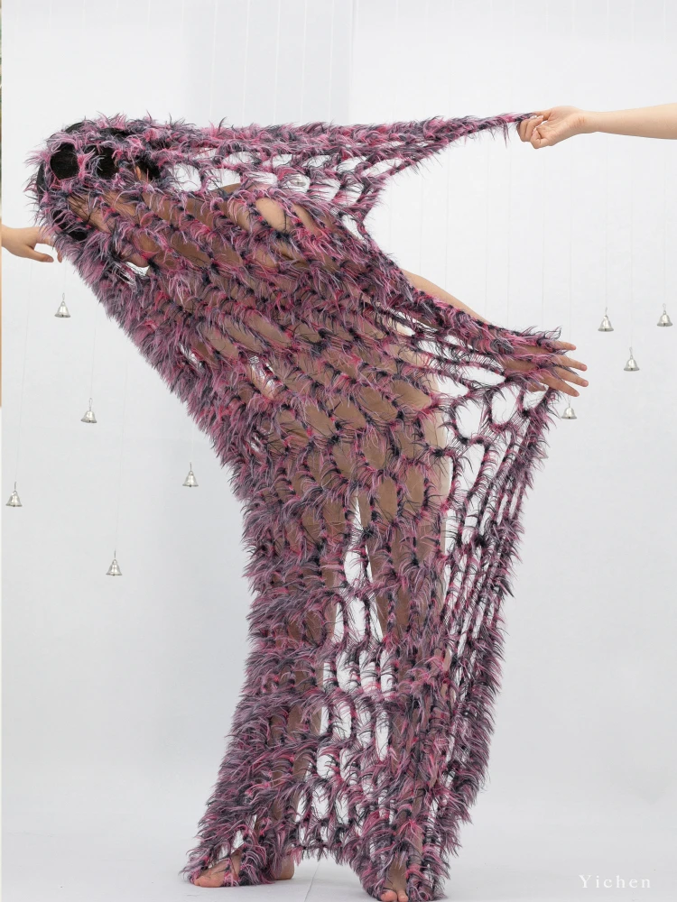 

Fabric Wide 86cmx50cm Color Knitted Elastic Wool Irregular Mesh Nylon Material DIY Cardigan Coat Hat Background Decorative Lace