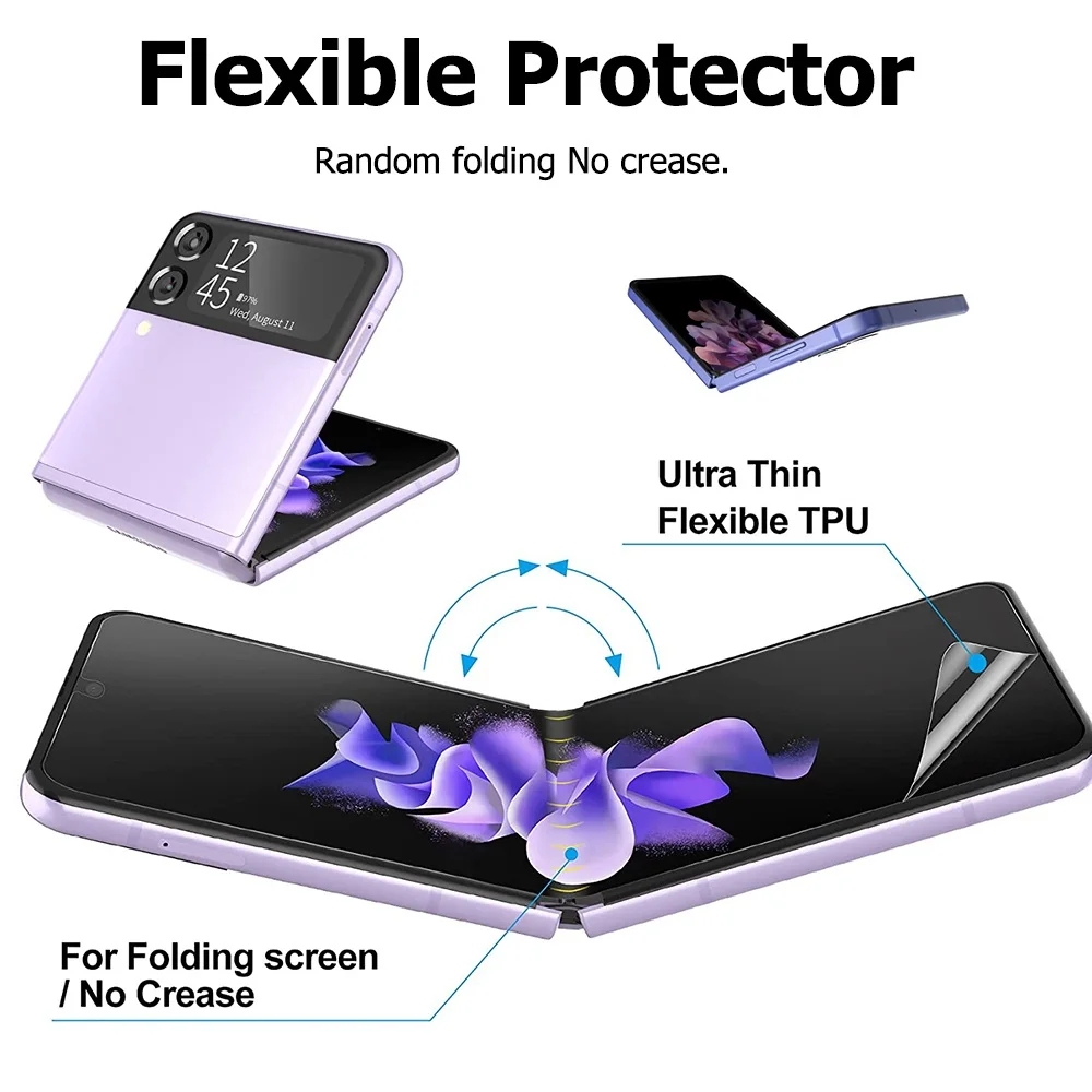 Front Back Screen Protector For Galaxy Z Flip 3 5G Matte Transparent Protective Film on For Samsung Galaxy Z Flip3 Full Protect