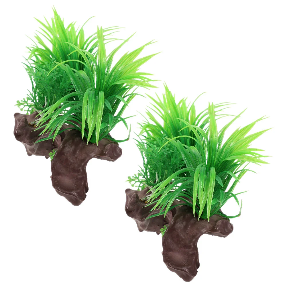 

2pcs Lasting Gentle Colorfast Fish Tank Decorations Fish Tank Plants for Fish Tank Layout Photo Prop