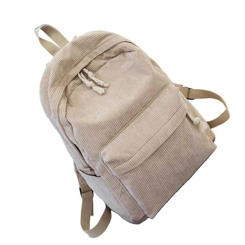 

Рюкзак женский вельветовый в полоску, повседневная вместительная однотонная школьная сумка в колледжском стиле, дизайнерский дорожный ранец