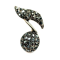 gothic style black crystal music note lapel pin symbols musical concert themed party collar bag hat suit sweater shirt jewelry