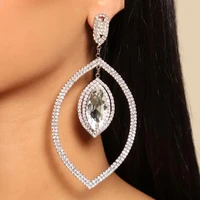 exaggerated rhinestones big water drop pendant oval drop earrings jewelry for women luxury crystal big geometric dangle earrings