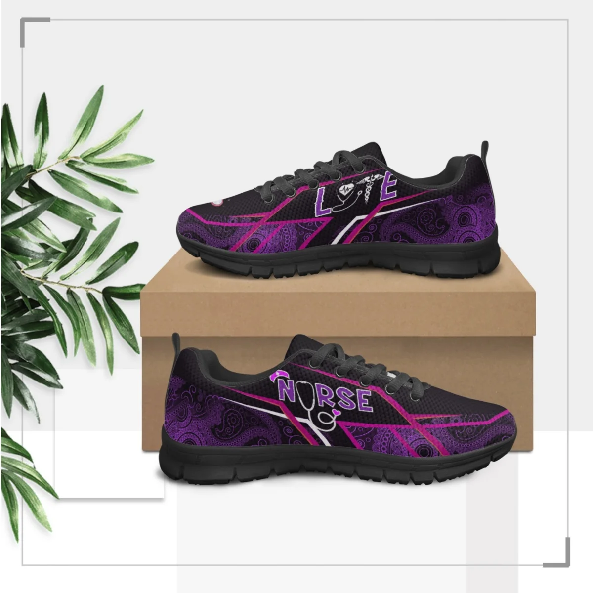 

Nopersonality Fashion Lace-up Running Shoes Female Medical Cartoon Nurse Design Sports Shoes Casual Walking Sneakers Breathable