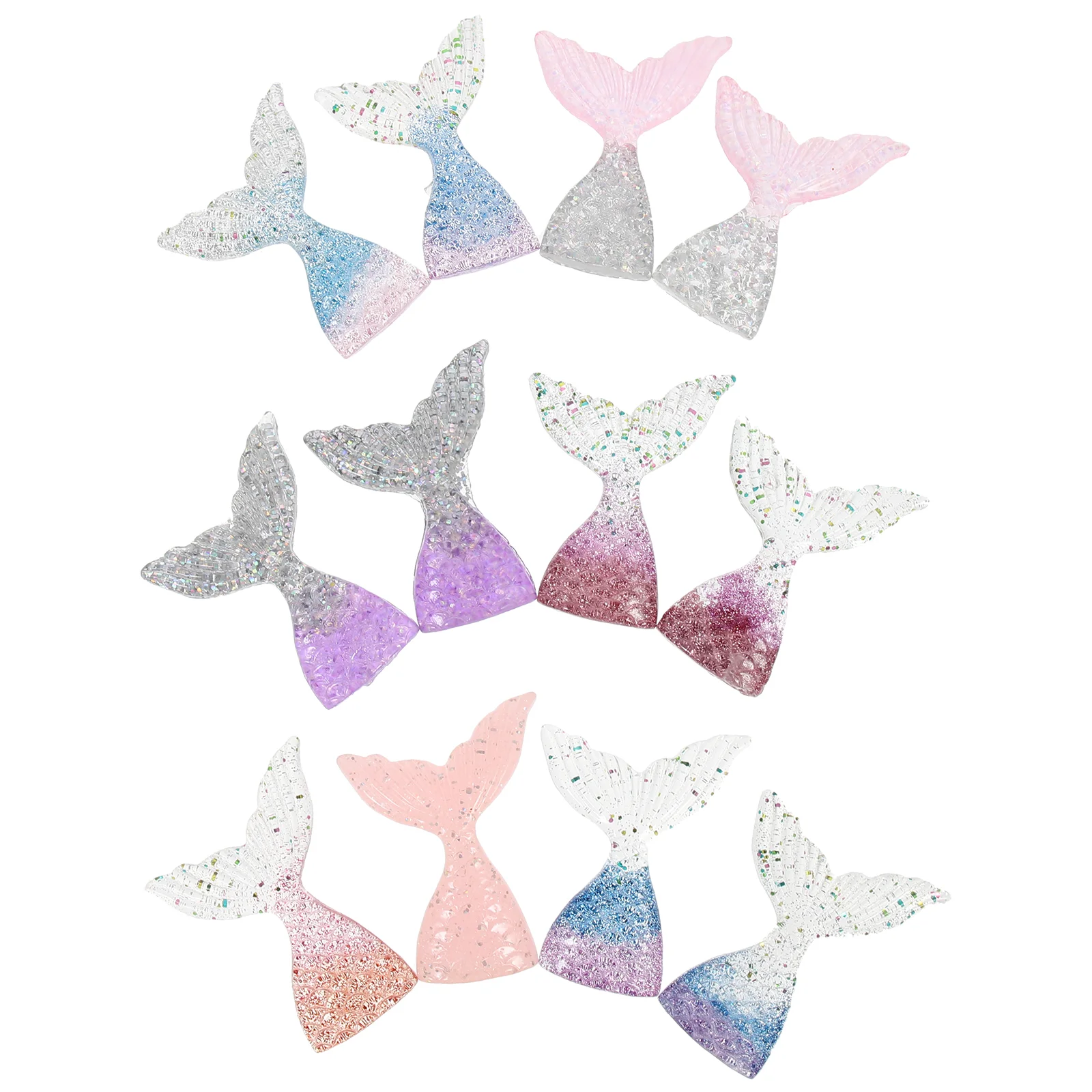 

12pcs Creative Mermaid Tail Ornaments Cake Adornments Home Desktop Decors