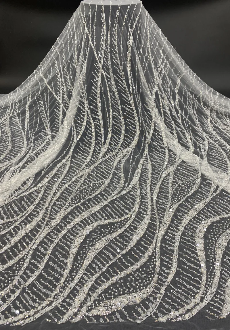 

Кружева ткань линия трогательные шелковые бусинки трубки блесток вышивка свадебное платье Женская юбка представление платье Сделай Сам швейный материал