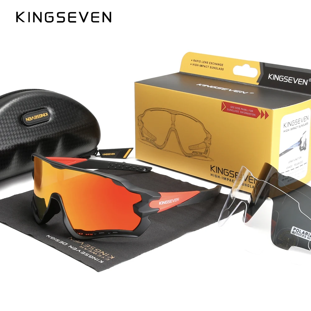 KINGSEVEN 2022 Patent Design Mountain Cycling Sunglasses Men Polarized Sports Sun Glasses Goggles Men's Women Outdoor Eyewear