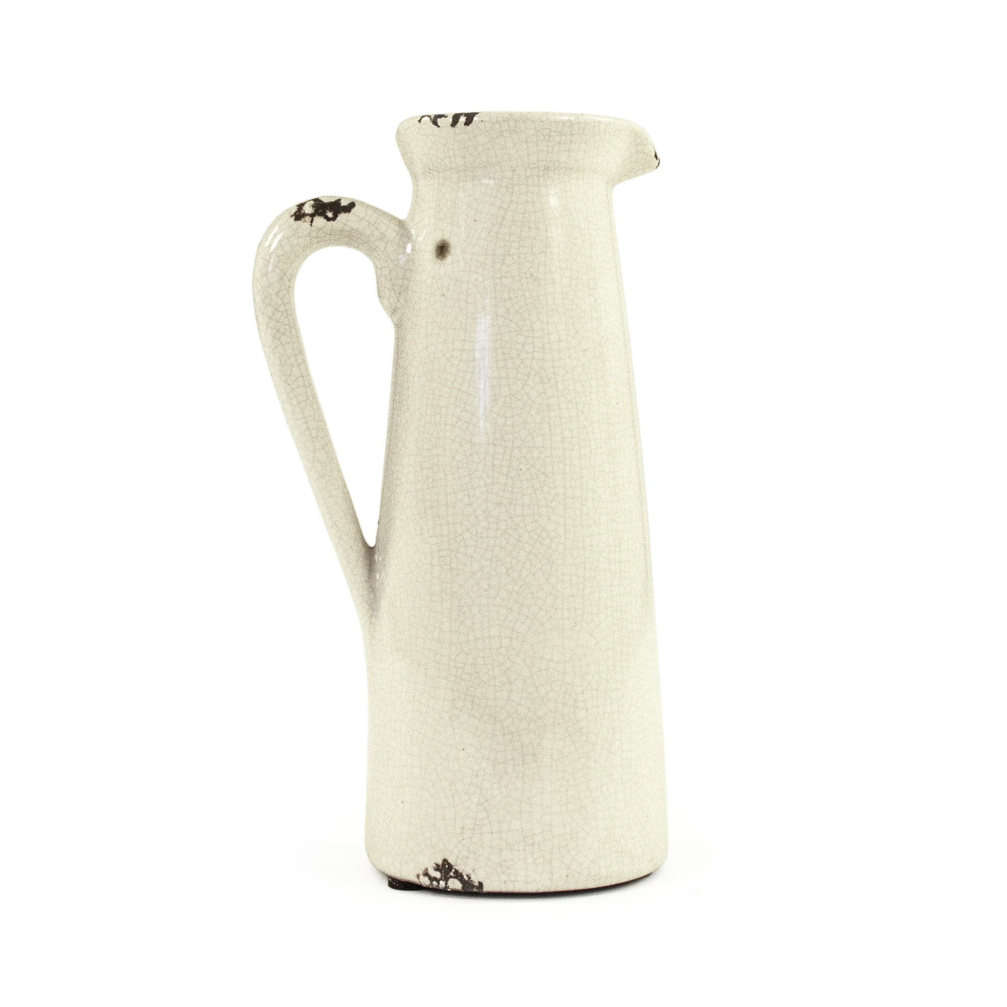 

Free Shipping Distressed Crackle White Narrow Pitcher - Small
